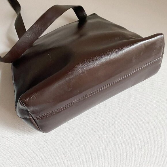 Vintage Kenneth  Cole New York 90s Minimalist Dark Chocolate Brown Shoulder Bag - Picture 11 of 12